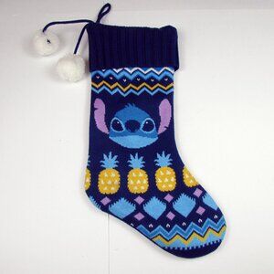 Disney Lilo & Stitch Pineapples Knit Christmas Stocking with Pom Poms Nice